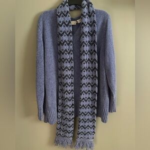 White Stag Women'sPurple V-Neck pullover Sweater with Patterned Scarf 2X